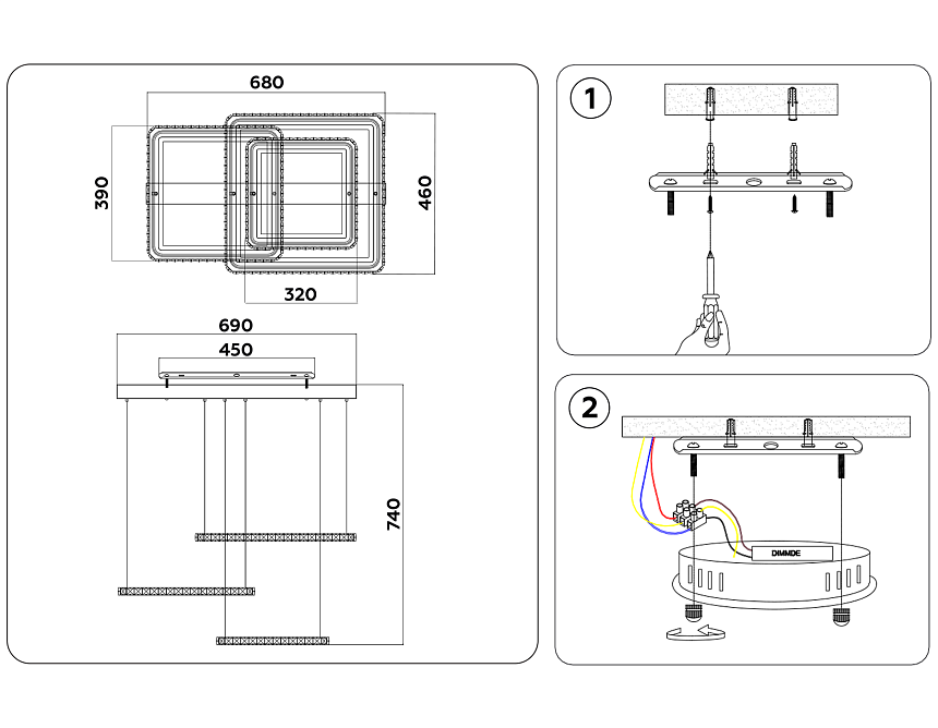 FA1761/3 GD золото 180W 3000K+6400K/3000K/6400K/4200K+4200K 680*460*740 (ПДУ РАДИО 2.4G)